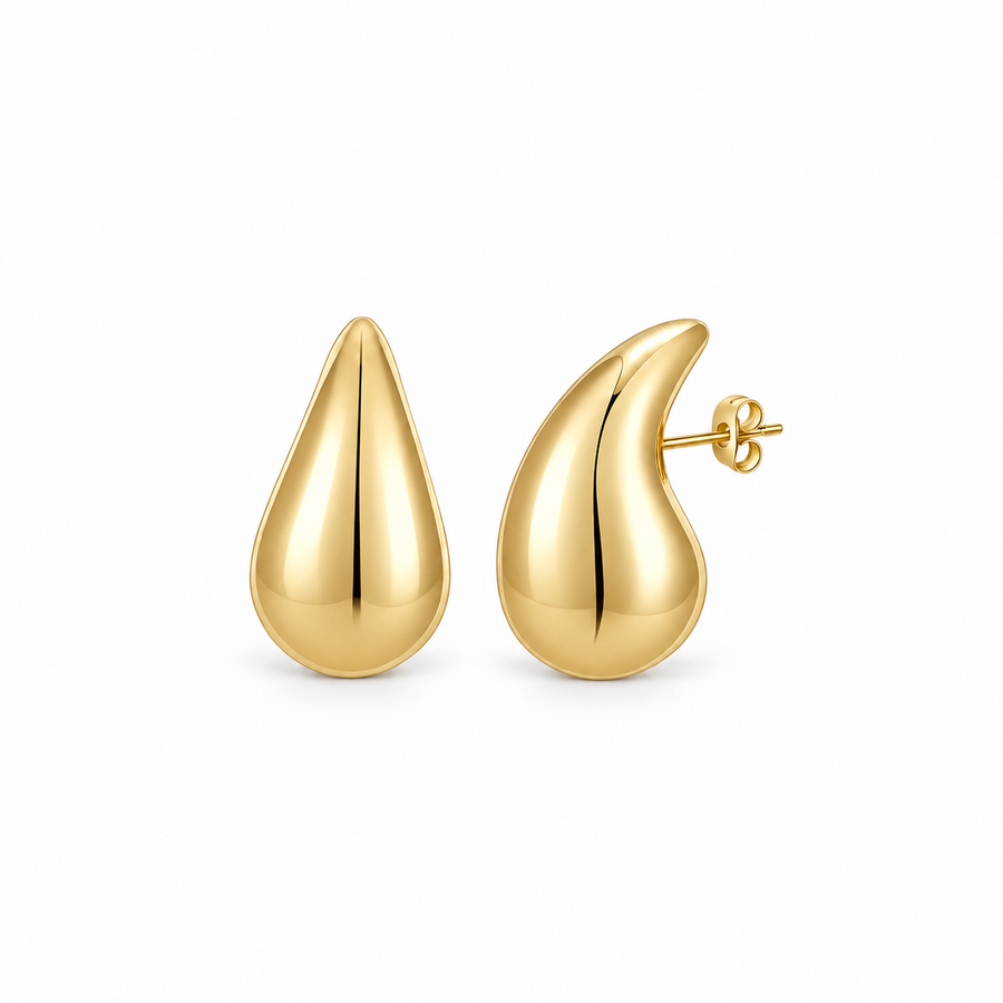Solène Gold Teardrop Studs front product view