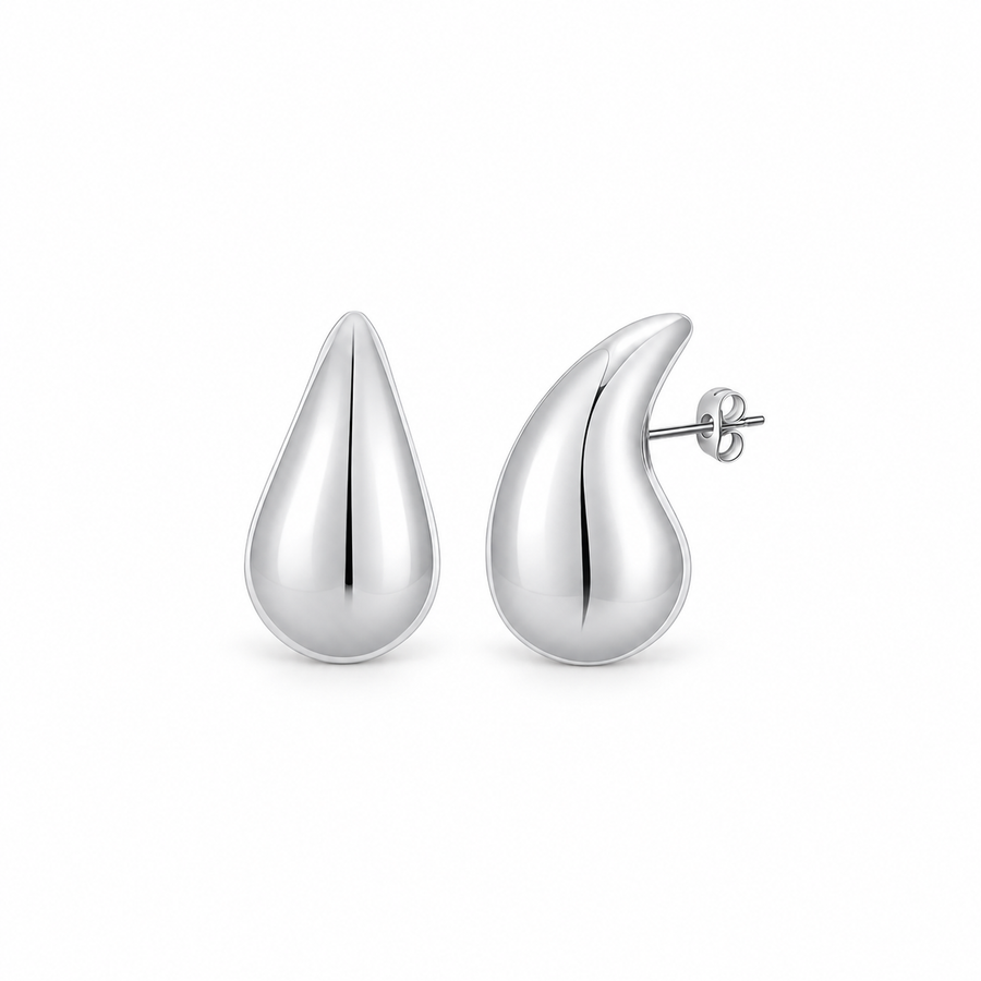 Solène Silver Teardrop Studs — front view