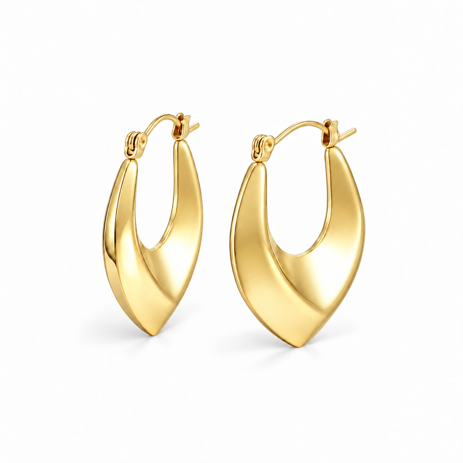 Vela Gold Sculptural Hoops angled product view