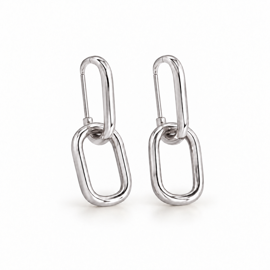 Lyra Silver Link Drops — front view