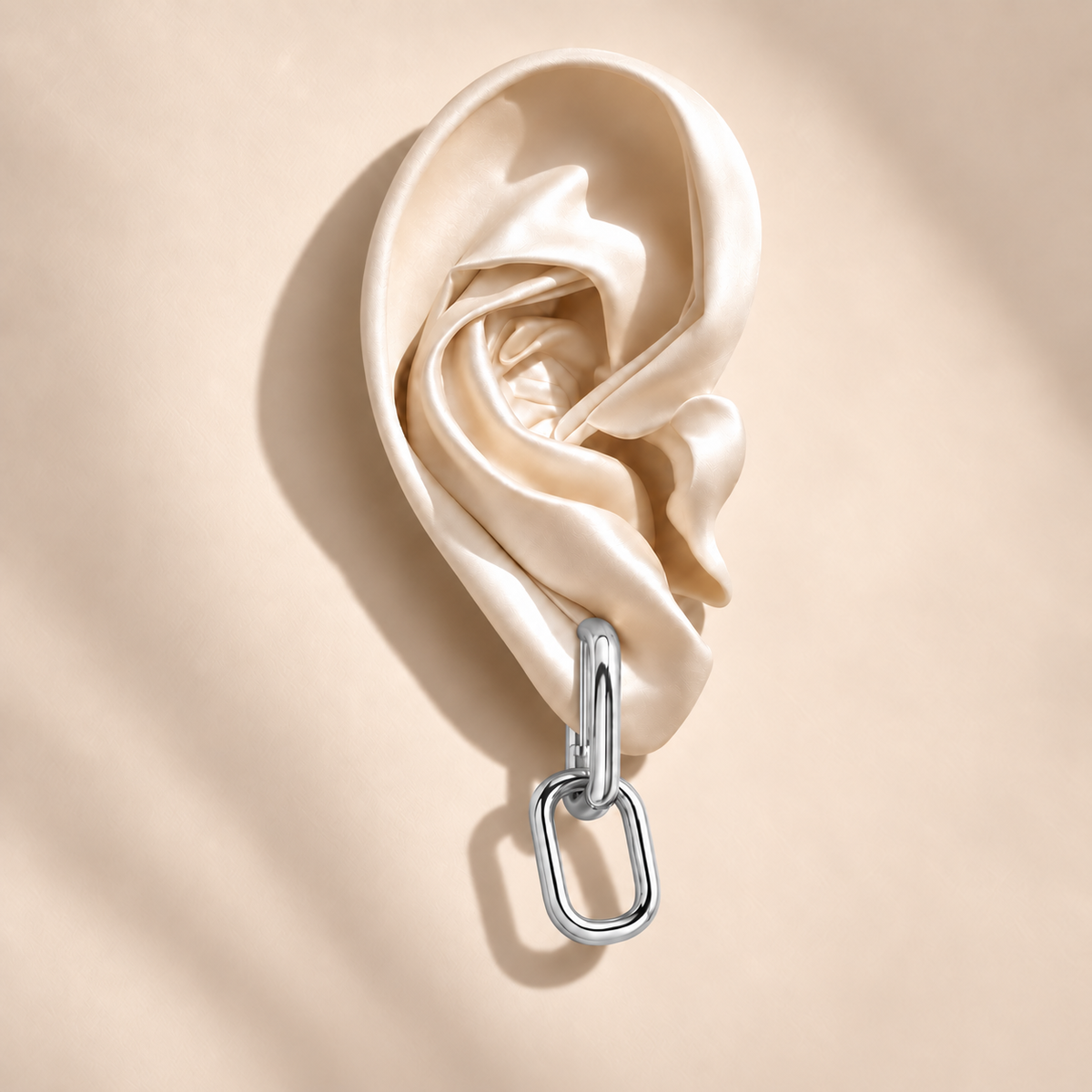 Lyra Silver Link Drops — ivory satin ear