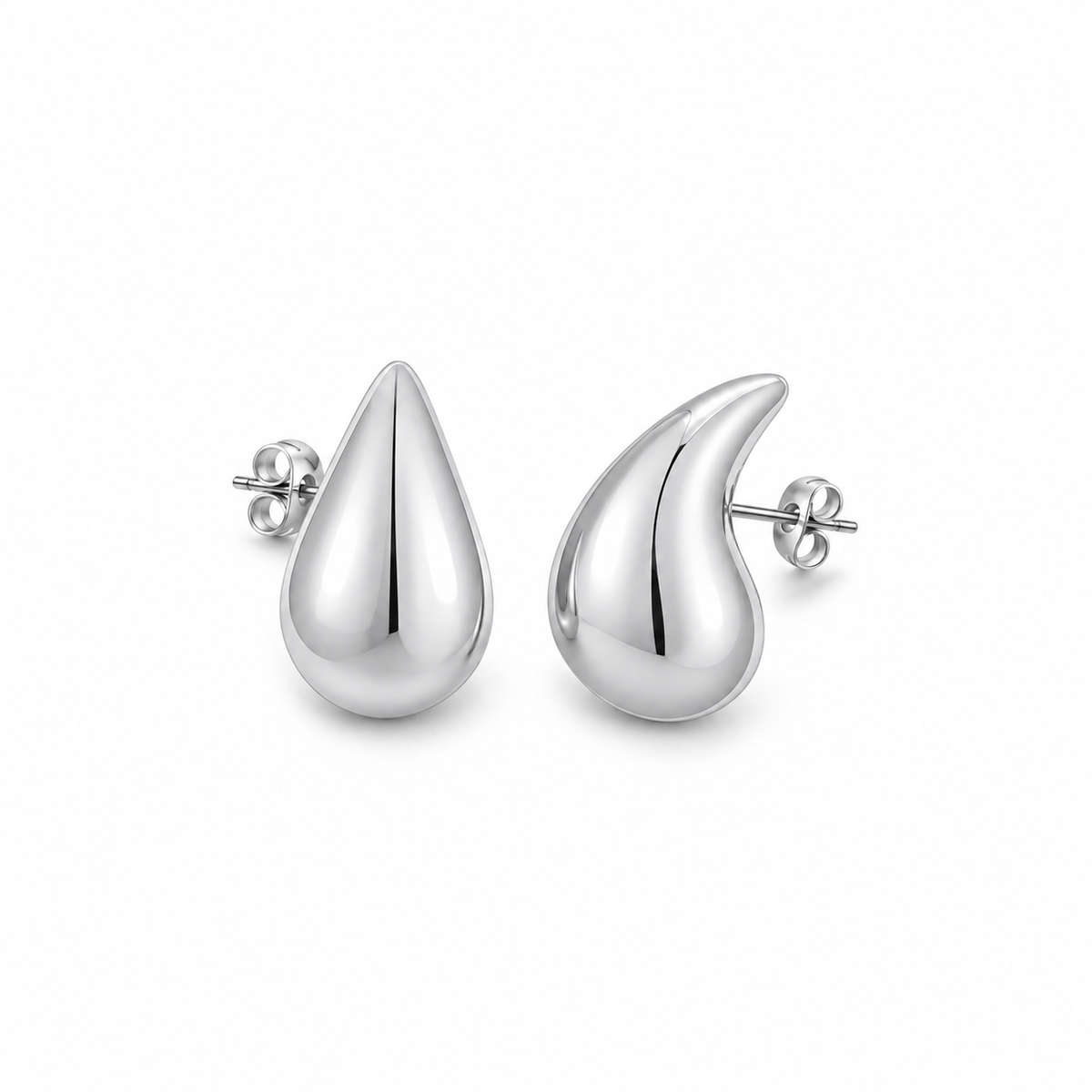 Solène Silver Teardrop Studs — angled view