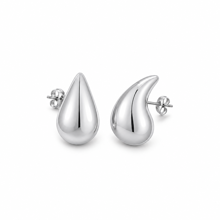 Solène Silver Teardrop Studs — angled view