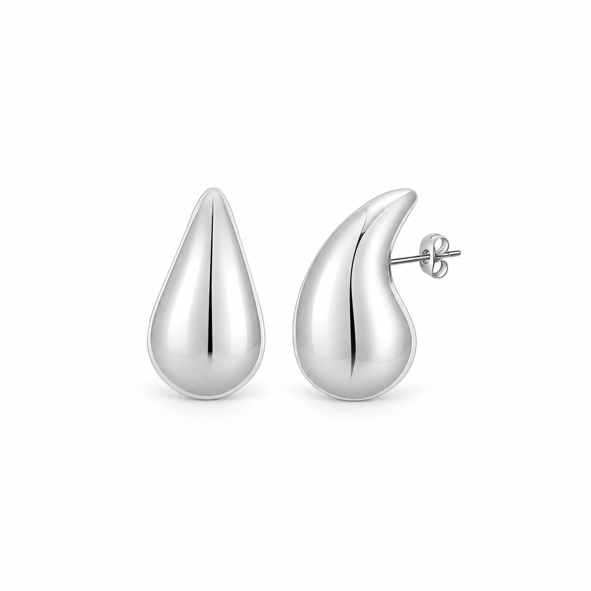 Solène Silver Teardrop Studs — front view