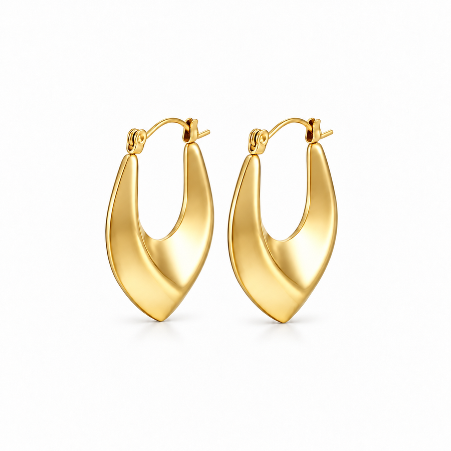 Vela Gold Sculptural Hoops front product view