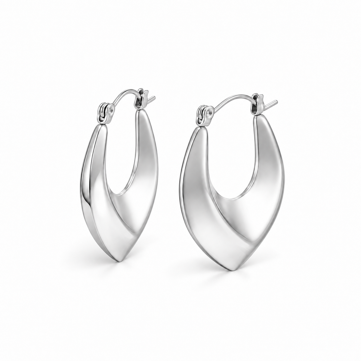 Vela Silver Sculptural Hoops angled product view