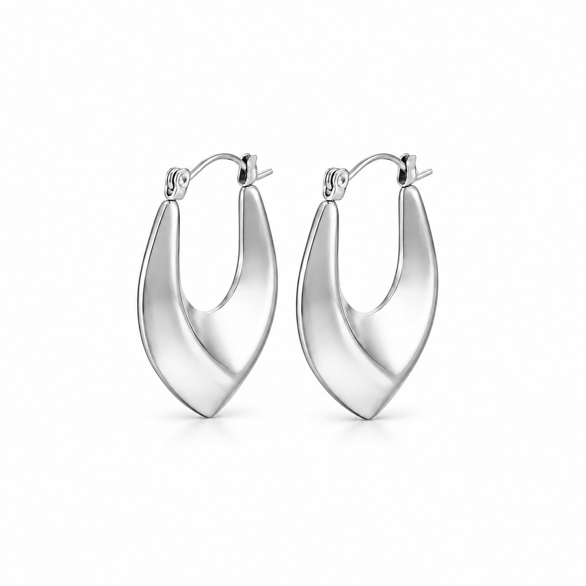 Vela Silver Sculptural Hoops front product view